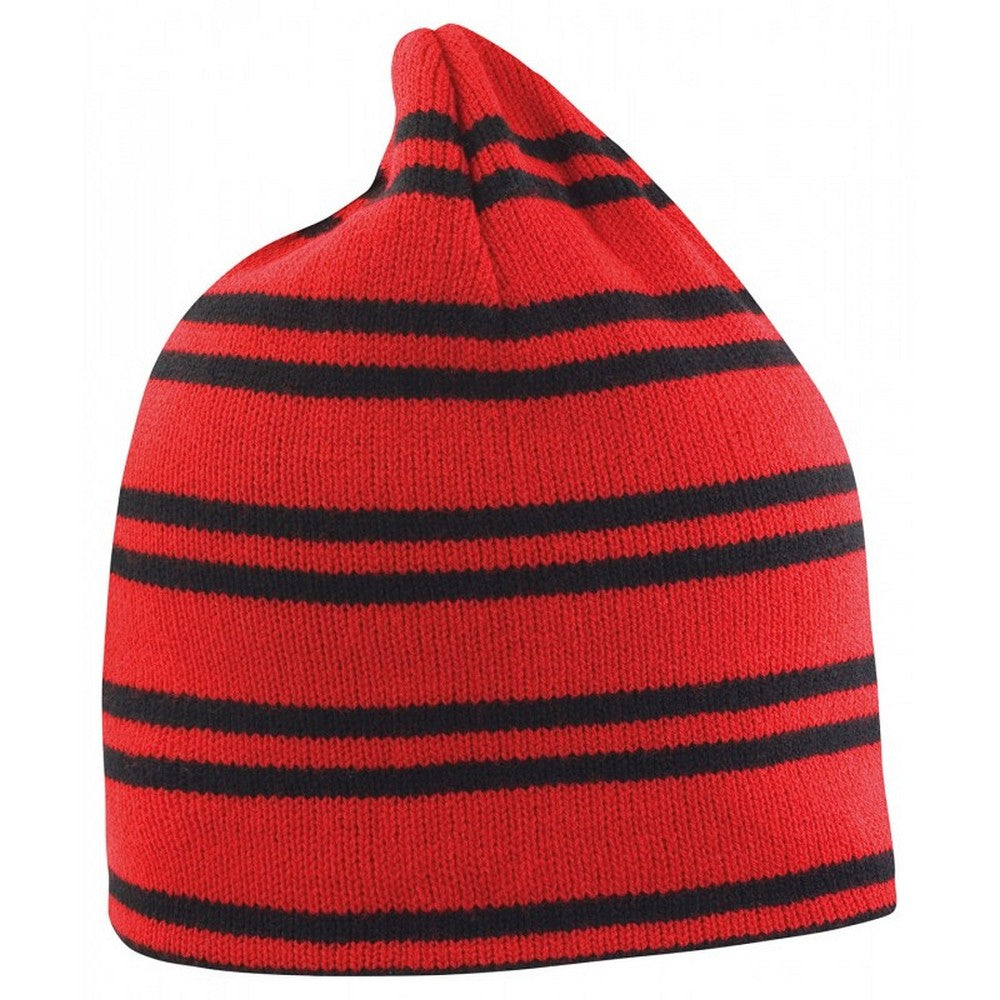 Red-Black - Front - Result Unisex Adult Team Reversible Beanie