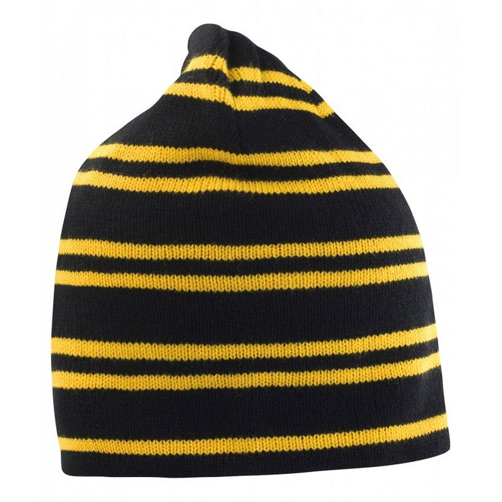 Black-Gold - Front - Result Unisex Adult Team Reversible Beanie
