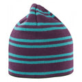 Plum-Turquoise - Front - Result Unisex Adult Team Reversible Beanie