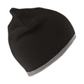 Black-Grey - Front - Result Unisex Adult Reversible Fashion Beanie