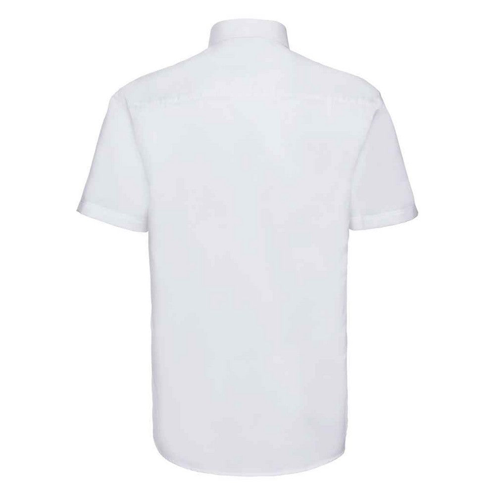White - Back - Russell Collection Mens Oxford Easy-Care Short-Sleeved Formal Shirt