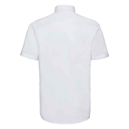 White - Back - Russell Collection Mens Oxford Easy-Care Short-Sleeved Formal Shirt