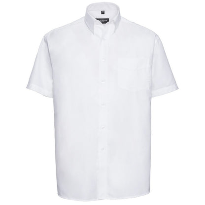 White - Front - Russell Collection Mens Oxford Easy-Care Short-Sleeved Formal Shirt