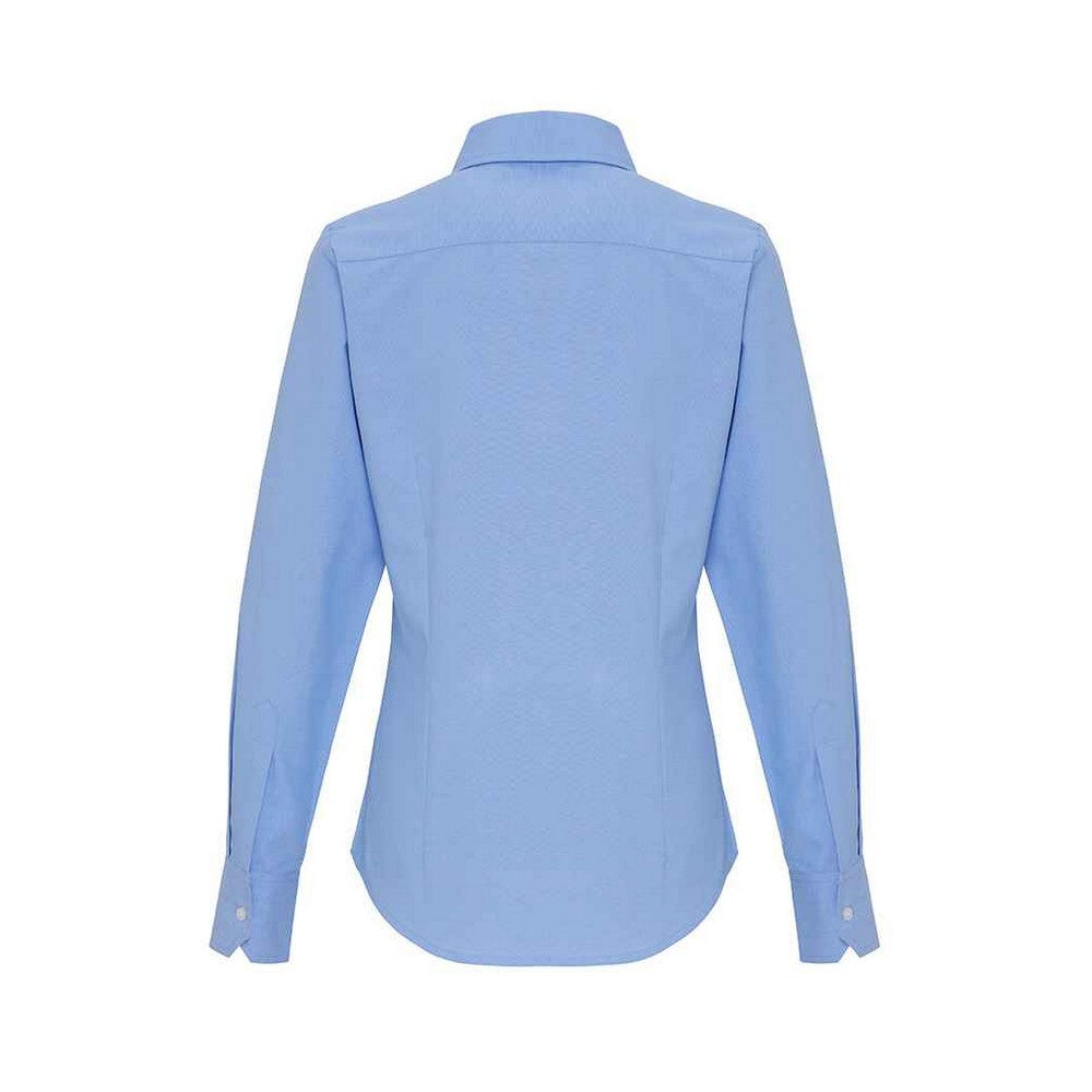 Oxford Blue - Back - Premier Womens-Ladies Striped Oxford Long-Sleeved Formal Shirt