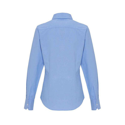 Oxford Blue - Back - Premier Womens-Ladies Striped Oxford Long-Sleeved Formal Shirt