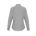 White-Grey - Back - Premier Womens-Ladies Striped Oxford Long-Sleeved Formal Shirt