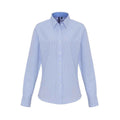 White-Oxford Blue - Front - Premier Womens-Ladies Striped Oxford Long-Sleeved Formal Shirt
