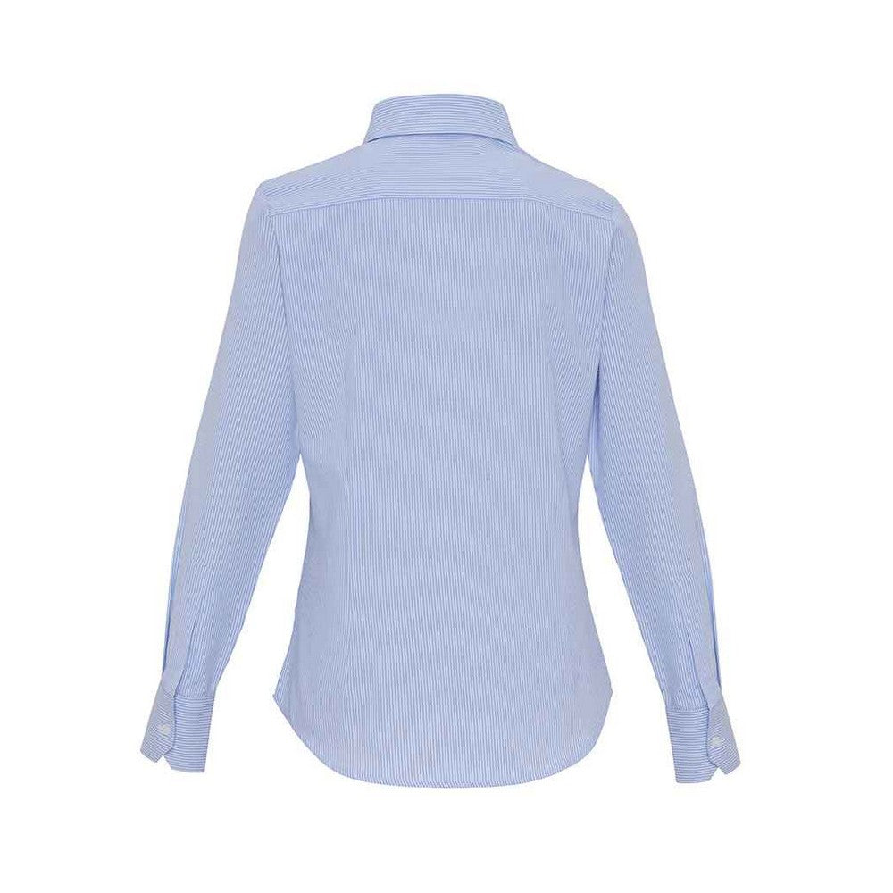 White-Oxford Blue - Back - Premier Womens-Ladies Striped Oxford Long-Sleeved Formal Shirt