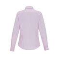 White-Pink - Back - Premier Womens-Ladies Striped Oxford Long-Sleeved Formal Shirt