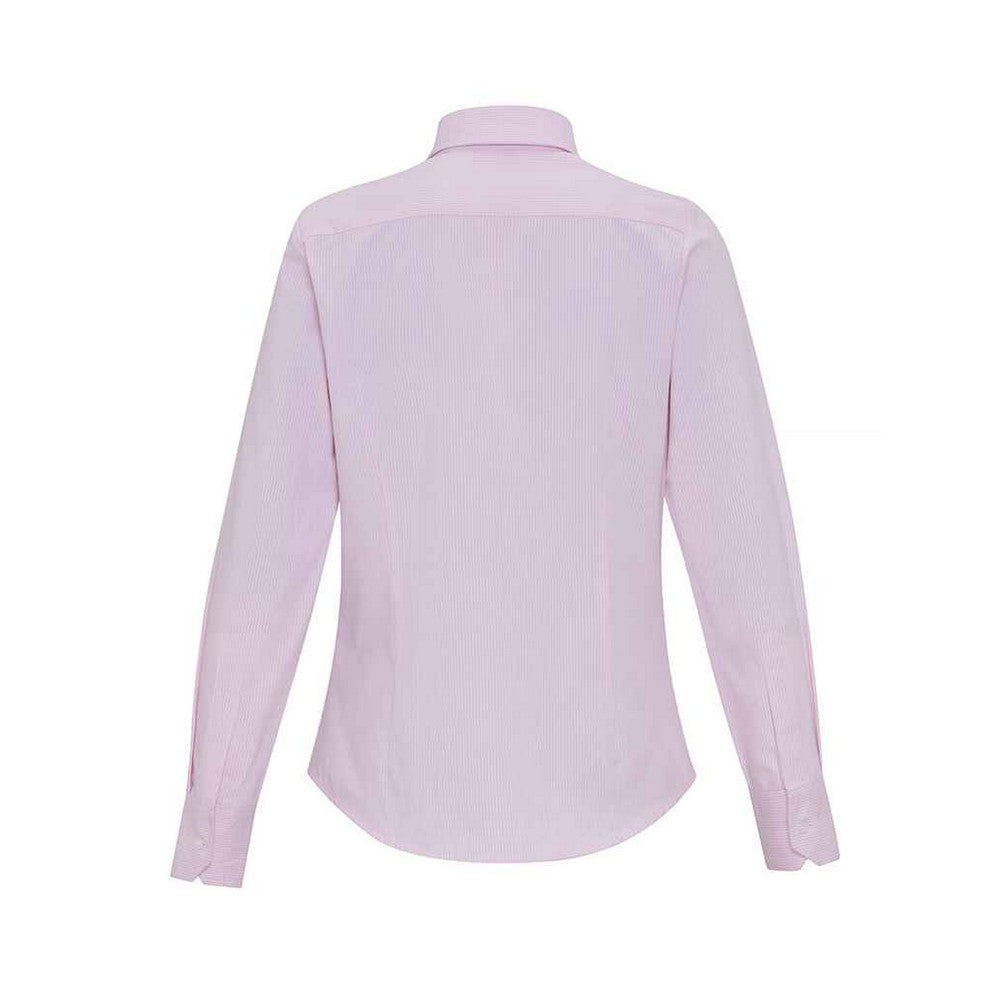 White-Pink - Back - Premier Womens-Ladies Striped Oxford Long-Sleeved Formal Shirt