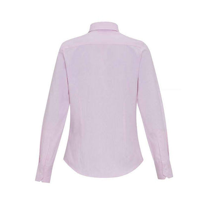 White-Pink - Back - Premier Womens-Ladies Striped Oxford Long-Sleeved Formal Shirt