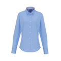 Oxford Blue - Front - Premier Womens-Ladies Striped Oxford Long-Sleeved Formal Shirt
