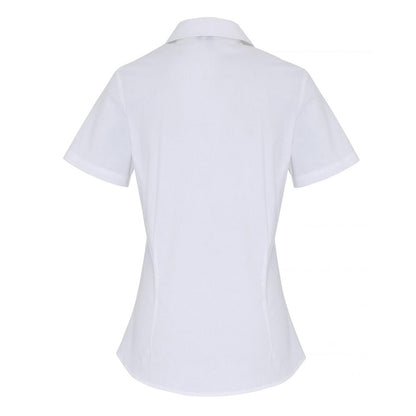 White - Back - Premier Womens-Ladies Stretch Short-Sleeved Formal Shirt