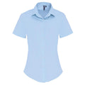 Pale Blue - Front - Premier Womens-Ladies Stretch Short-Sleeved Formal Shirt