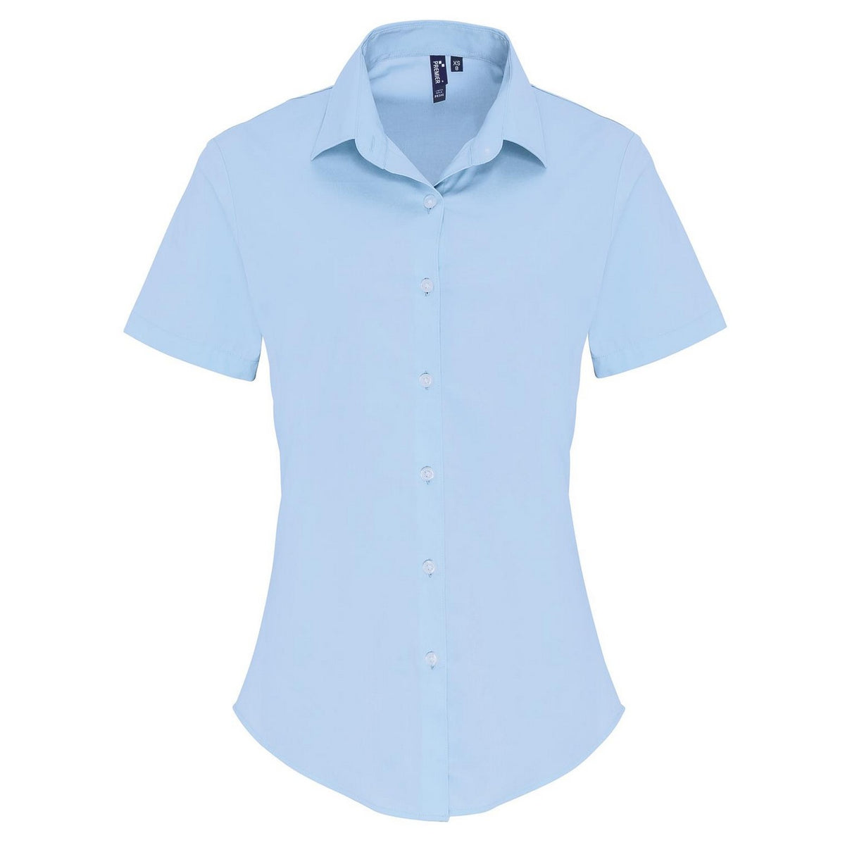 Pale Blue - Front - Premier Womens-Ladies Stretch Short-Sleeved Formal Shirt