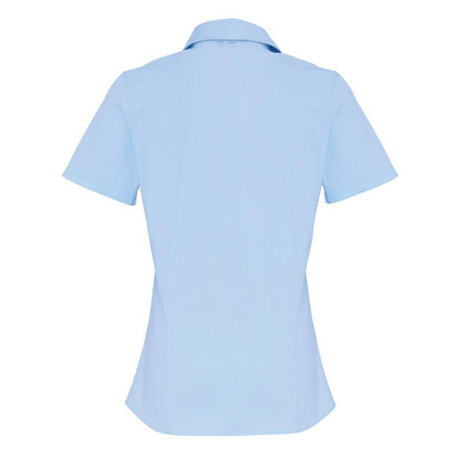 Pale Blue - Back - Premier Womens-Ladies Stretch Short-Sleeved Formal Shirt