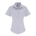 Silver - Front - Premier Womens-Ladies Stretch Short-Sleeved Formal Shirt