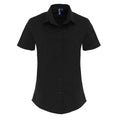 Black - Front - Premier Womens-Ladies Stretch Short-Sleeved Formal Shirt