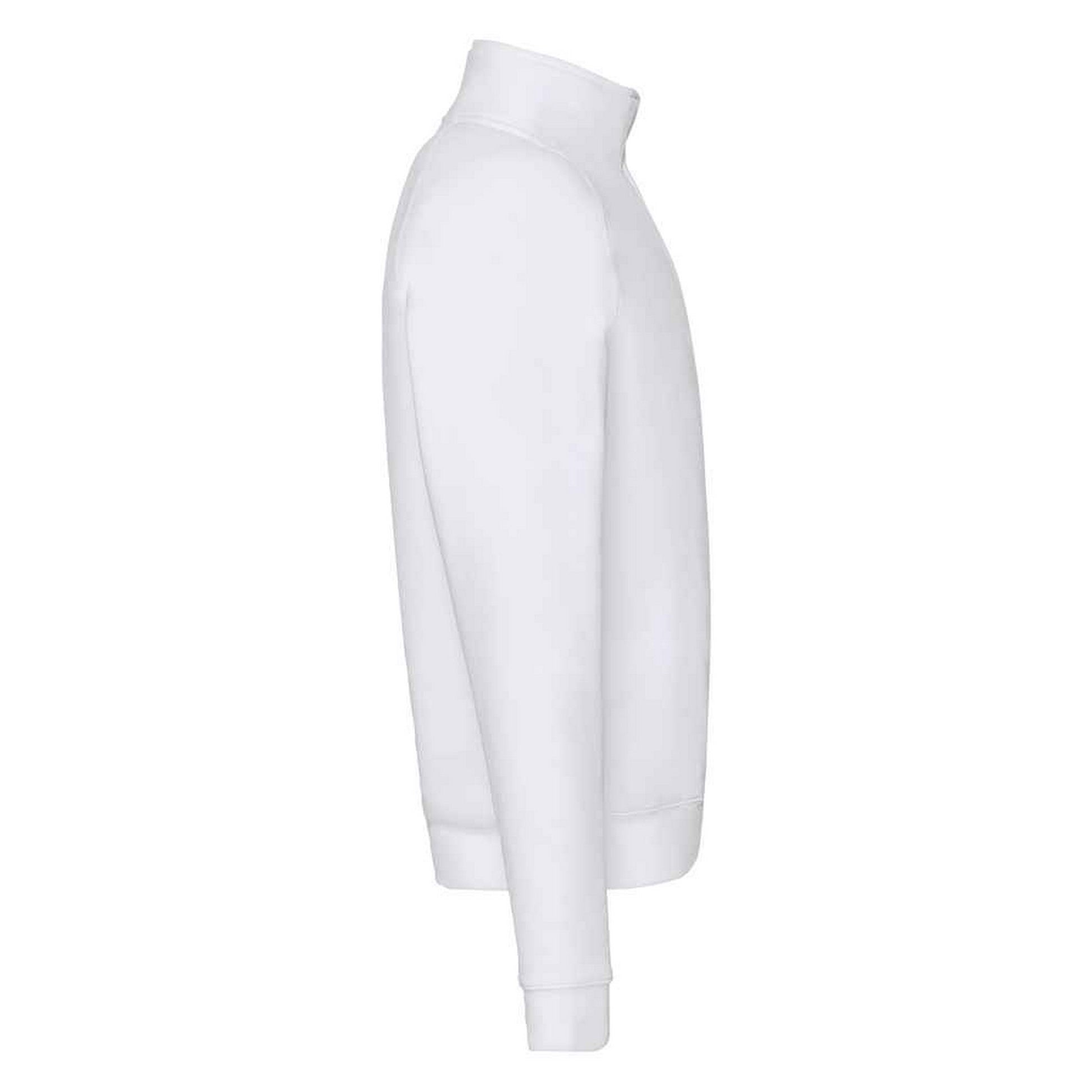 White - Side - Fruit Of The Loom Mens Premium Zip Neck Heather Sweatshirt