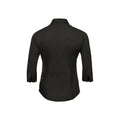 Black - Back - Russell Collection Womens-Ladies Easy-Care Fitted 3-4 Sleeve Formal Shirt