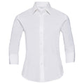 White - Front - Russell Collection Womens-Ladies Easy-Care Fitted 3-4 Sleeve Formal Shirt