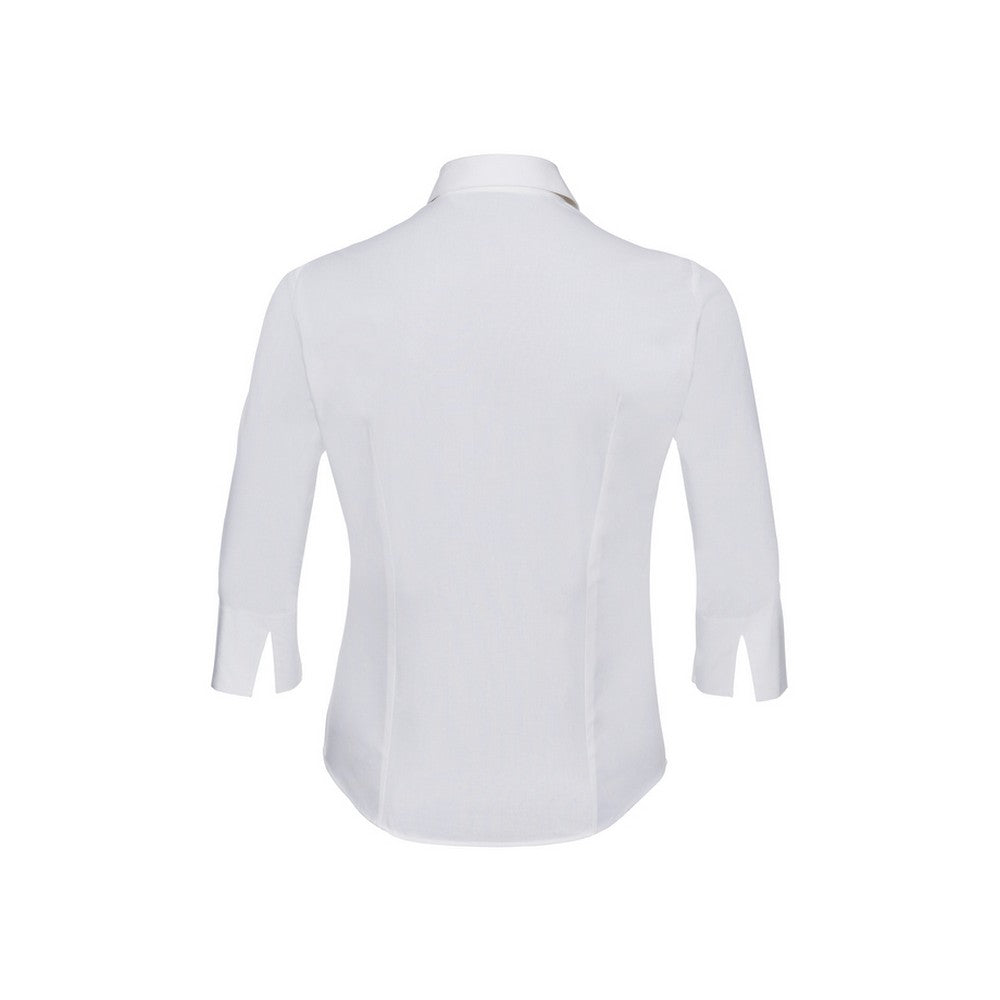White - Back - Russell Collection Womens-Ladies Easy-Care Fitted 3-4 Sleeve Formal Shirt