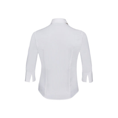 White - Back - Russell Collection Womens-Ladies Easy-Care Fitted 3-4 Sleeve Formal Shirt