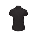 Black - Back - Russell Collection Womens-Ladies Easy-Care Fitted Short-Sleeved Shirt