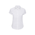 White - Front - Russell Collection Womens-Ladies Easy-Care Fitted Short-Sleeved Shirt