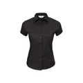 Black - Front - Russell Collection Womens-Ladies Easy-Care Fitted Short-Sleeved Shirt