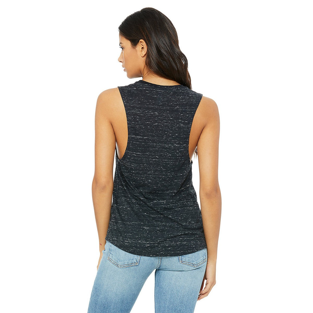 Black Marble - Back - Bella + Canvas Womens-Ladies Muscle Flow Scoop Neck Tank Top