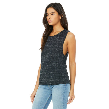 Black Marble - Side - Bella + Canvas Womens-Ladies Muscle Flow Scoop Neck Tank Top