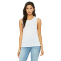 White Marble - Front - Bella + Canvas Womens-Ladies Muscle Flow Scoop Neck Tank Top