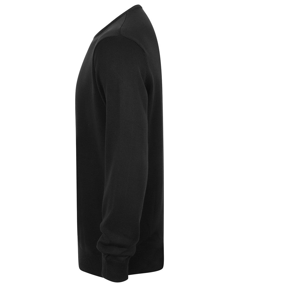 Black - Side - Henbury Mens Cotton Acrylic Crew Neck Sweatshirt