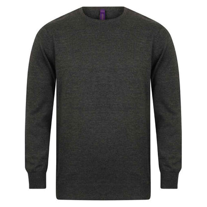 Grey Marl - Front - Henbury Mens Cotton Acrylic Crew Neck Sweatshirt