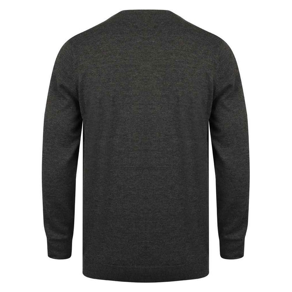Grey Marl - Back - Henbury Mens Cotton Acrylic Crew Neck Sweatshirt