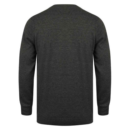 Grey Marl - Back - Henbury Mens Cotton Acrylic Crew Neck Sweatshirt