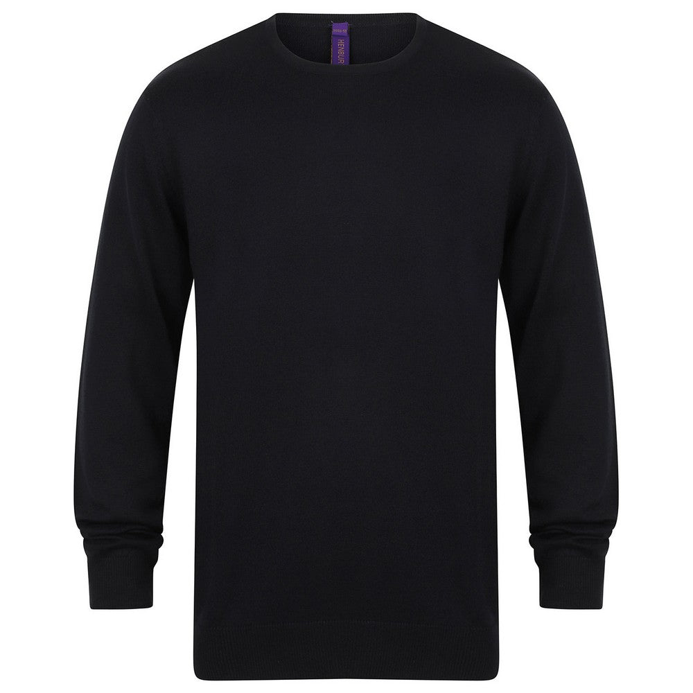 Navy - Front - Henbury Mens Cotton Acrylic Crew Neck Sweatshirt