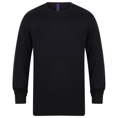 Navy - Front - Henbury Mens Cotton Acrylic Crew Neck Sweatshirt