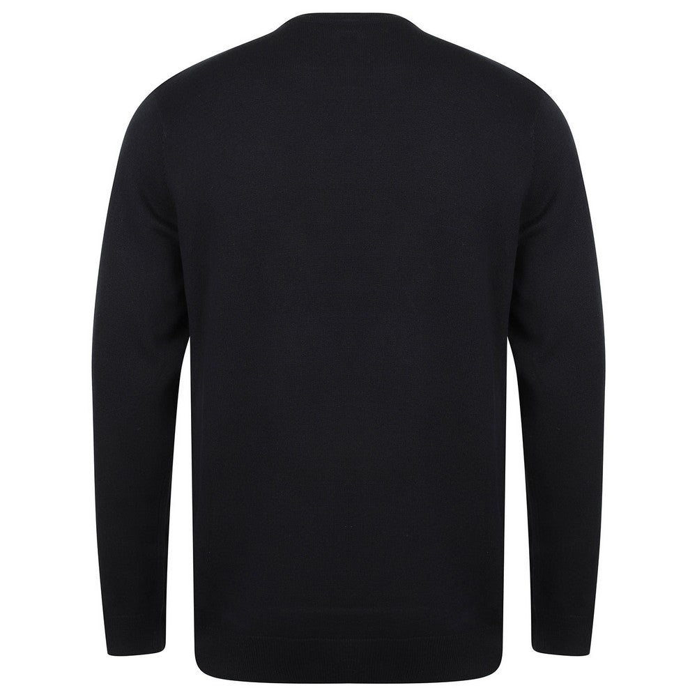 Navy - Back - Henbury Mens Cotton Acrylic Crew Neck Sweatshirt