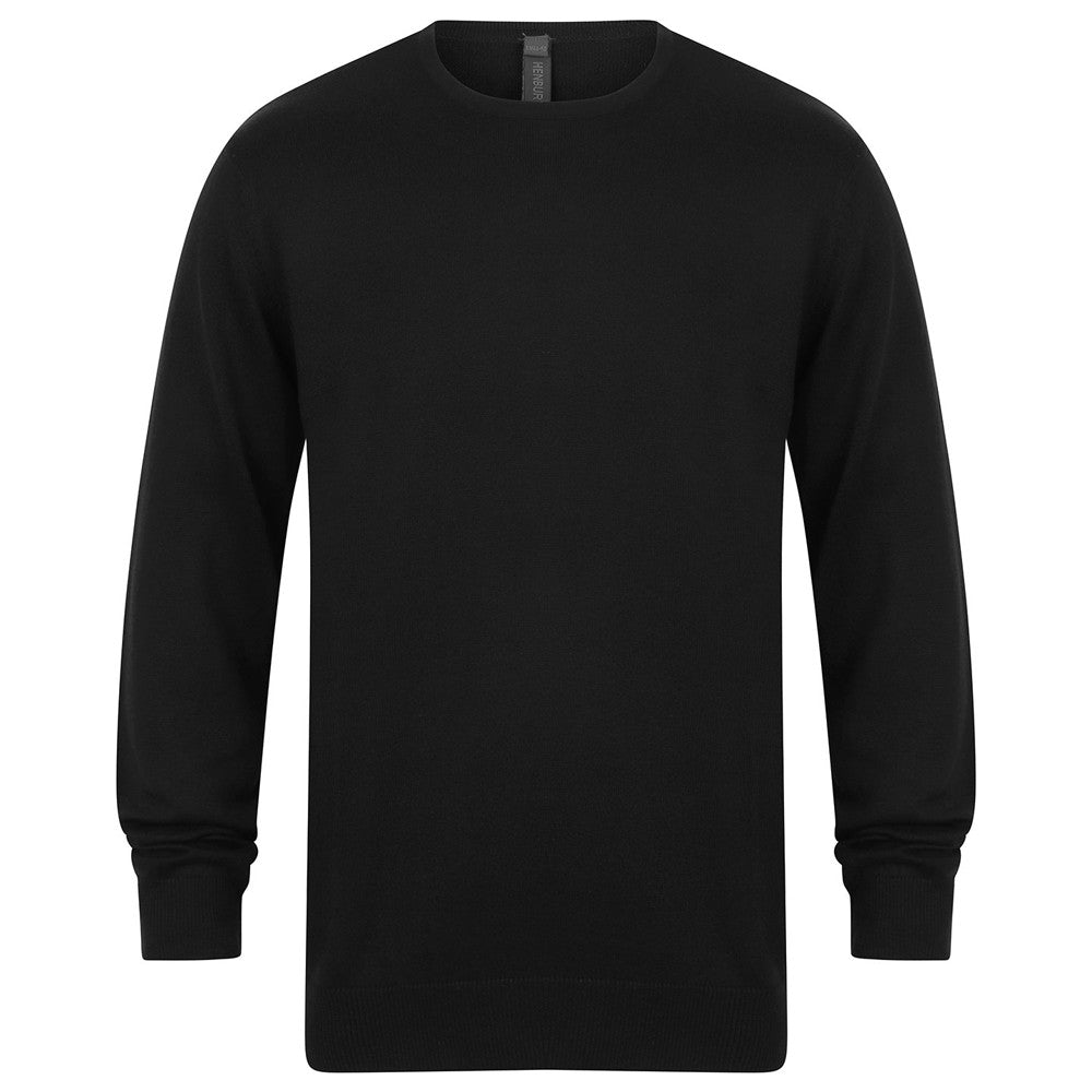 Black - Front - Henbury Mens Cotton Acrylic Crew Neck Sweatshirt