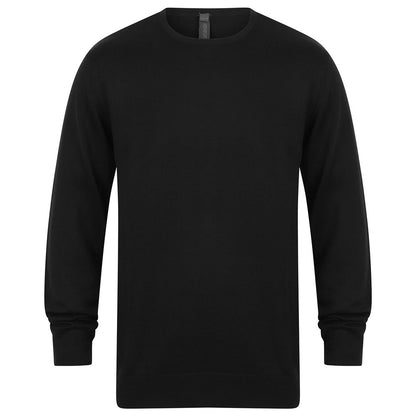 Black - Front - Henbury Mens Cotton Acrylic Crew Neck Sweatshirt