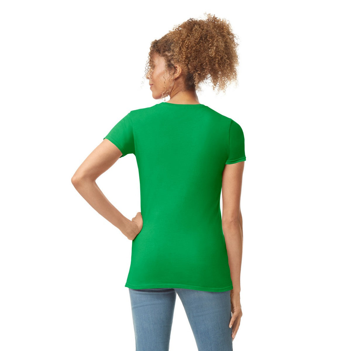 Irish Green - Back - Gildan Womens-Ladies Softstyle Plain Ringspun Cotton Fitted T-Shirt