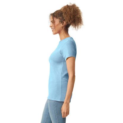 Light Blue - Side - Gildan Womens-Ladies Softstyle Plain Ringspun Cotton Fitted T-Shirt