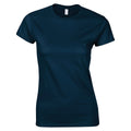 Navy - Front - Gildan Womens-Ladies Softstyle Plain Ringspun Cotton Fitted T-Shirt