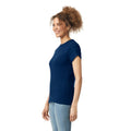 Navy - Side - Gildan Womens-Ladies Softstyle Plain Ringspun Cotton Fitted T-Shirt