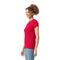 Red - Side - Gildan Womens-Ladies Softstyle Plain Ringspun Cotton Fitted T-Shirt