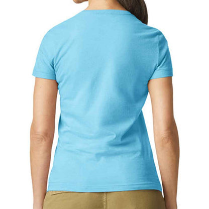 Sky Blue - Back - Gildan Womens-Ladies Softstyle Plain Ringspun Cotton Fitted T-Shirt