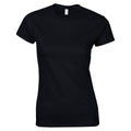 Black - Front - Gildan Womens-Ladies Softstyle Plain Ringspun Cotton Fitted T-Shirt
