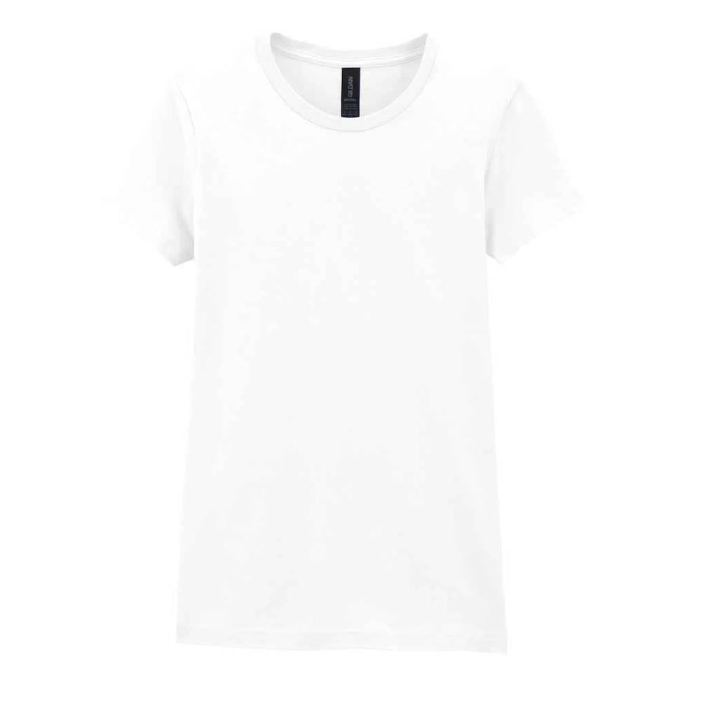 White - Front - Gildan Womens-Ladies Softstyle Plain Ringspun Cotton Fitted T-Shirt
